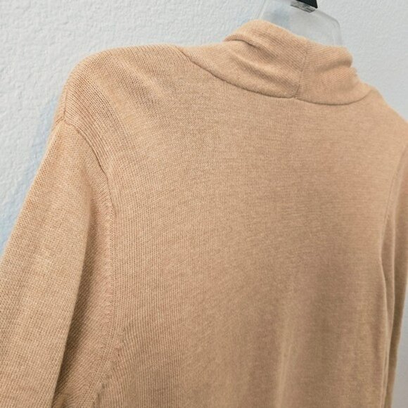 Chico's 2 Women's Tan Knit Cardigan Sweater Size Medium Open Front Office Long - Picture 8 of 15